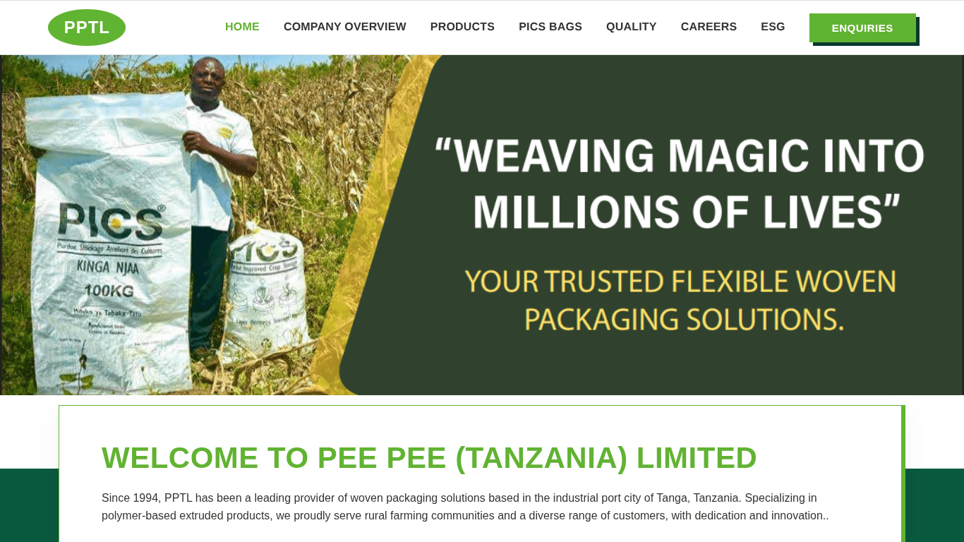 Pee Pee Tanzania Limited industrial catalog interface
